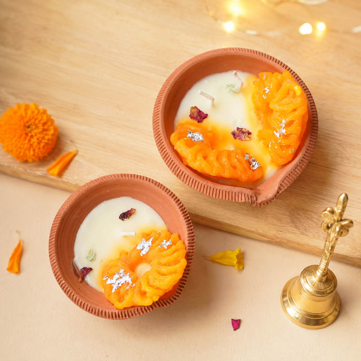 Handmade Imarti With Rabdi Wax Scented Mithai Candle | Set of 2