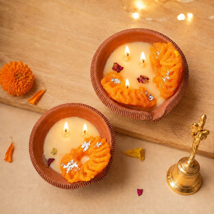 Handmade Imarti With Rabdi Wax Scented Mithai Candle | Set of 2