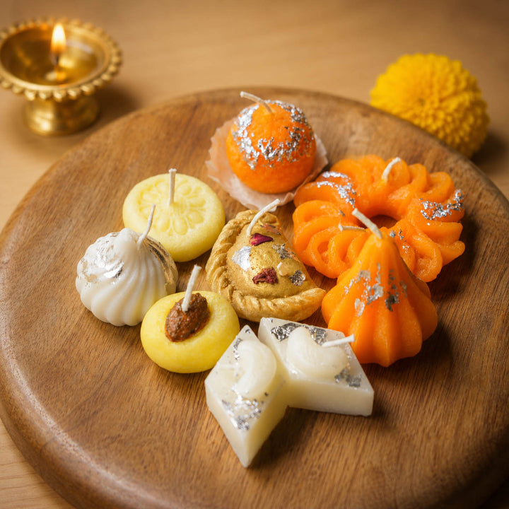 Handmade Mixed Mithai Candles Wax Scented Mithai Candle | Set Of 9
