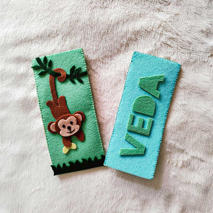 Personalized Cute Monkey Theme Felt Pencil Pouch