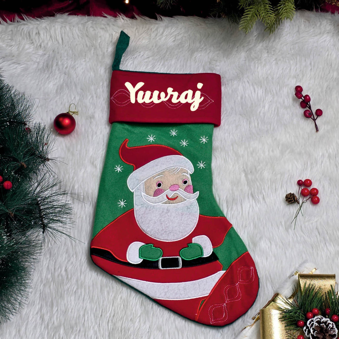 Personalized Handmade Festive Cheer Santa Stocking