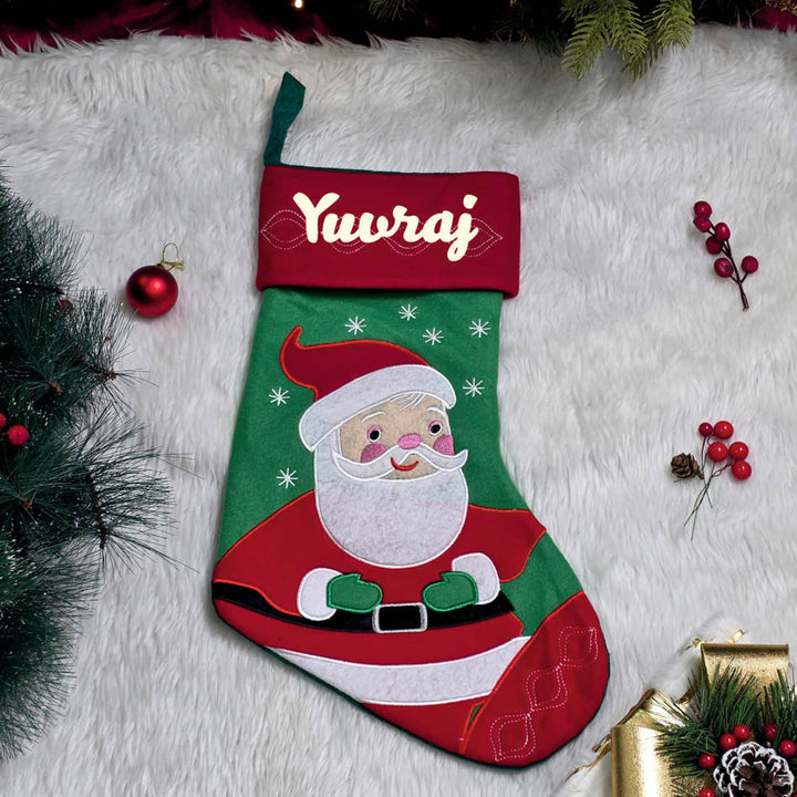Personalized Handmade Festive Cheer Santa Stocking