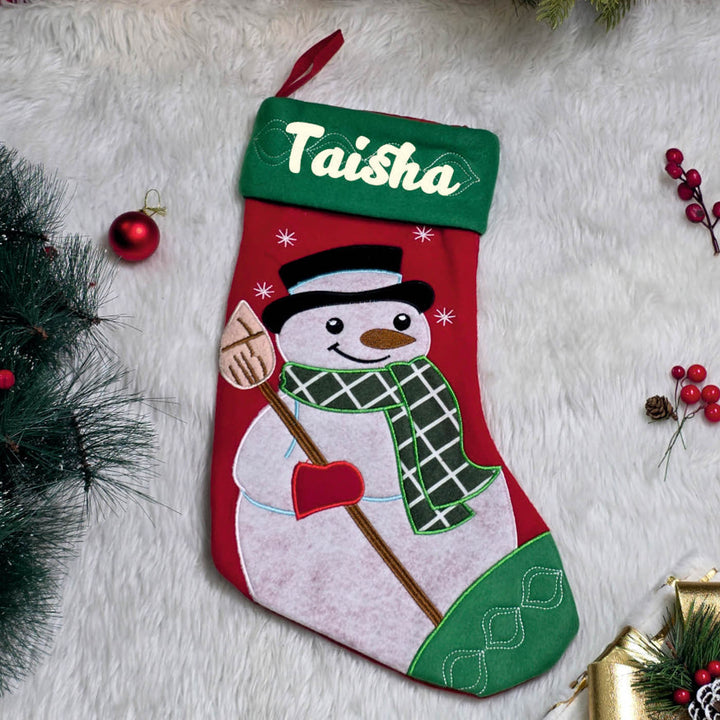 Personalized Handmade Festive Cheer Snowman Stocking