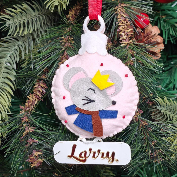 Personalized Handmade Festive Mouse Delight Felt Ornament