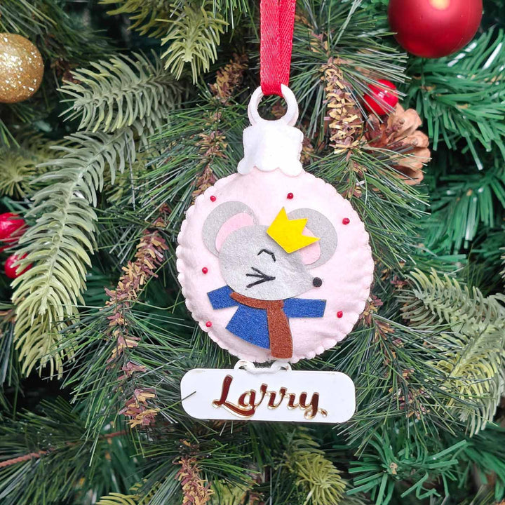 Personalized Handmade Festive Mouse Delight Felt Ornament