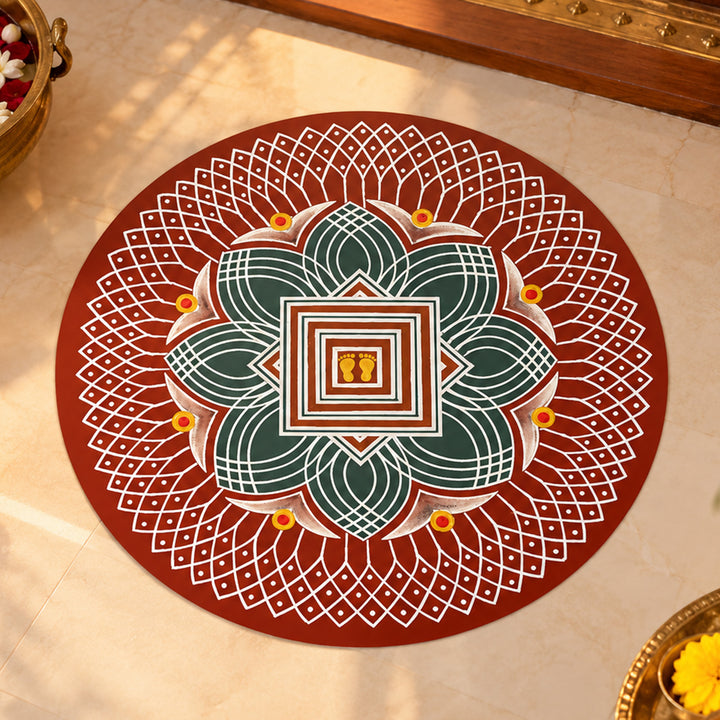 24 Inch | Reusable Handmade Valai Fabric Rangoli Mat for Festive Entrance Decor