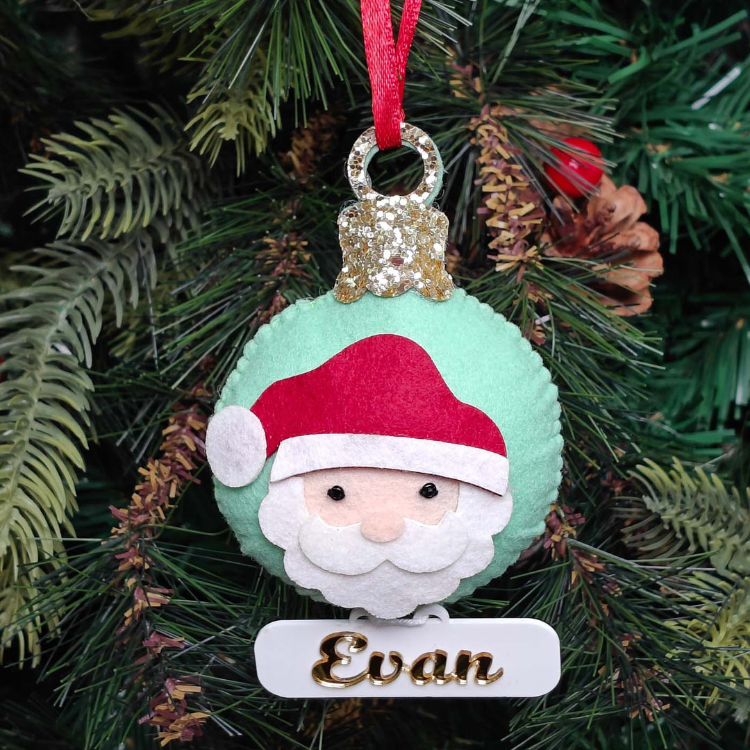 Personalized Handmade Festive Santa Felt Ornament