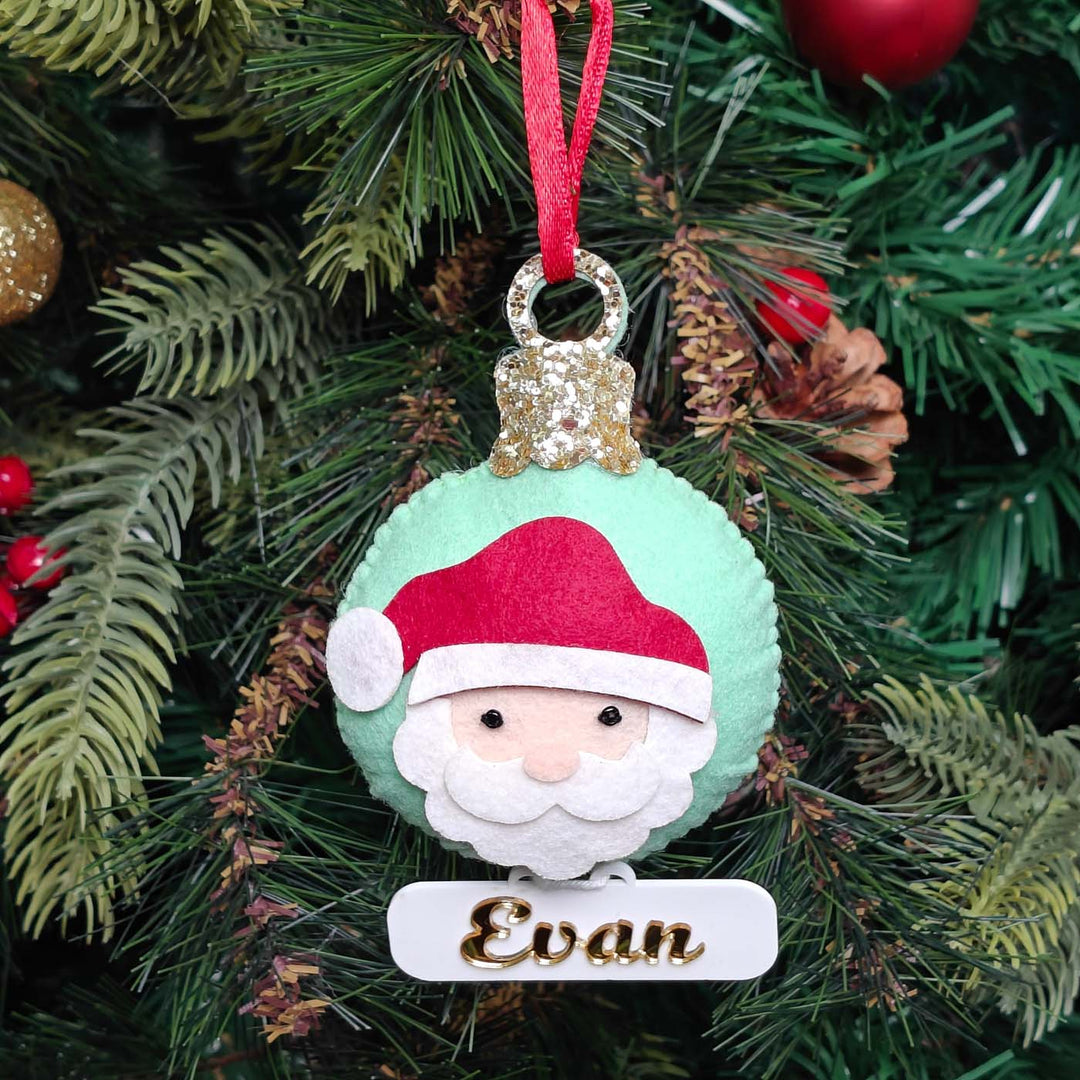 Personalized Handmade Festive Santa Felt Ornament