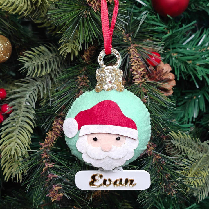 Personalized Handmade Festive Santa Felt Ornament