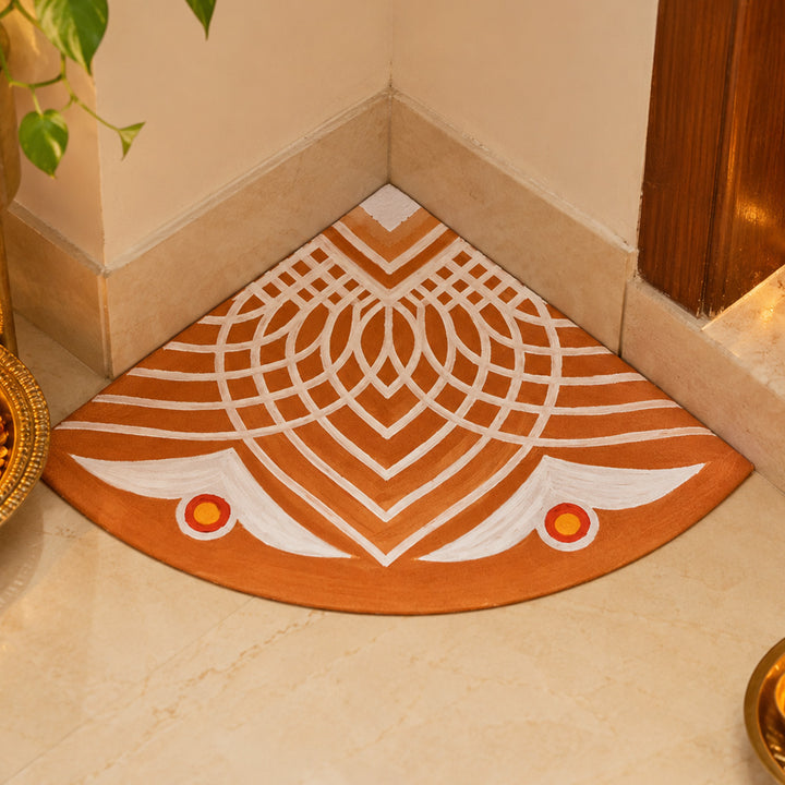 2 pc | 10 Inch | Reusable Handmade Aureya Corner Fabric Rangoli Mat for Festive Entrance Decor