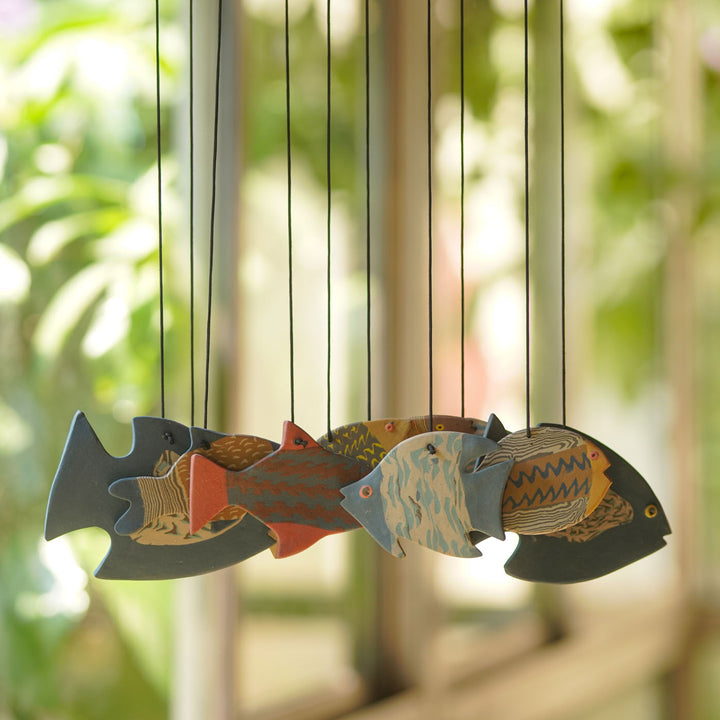 Handmade Nerikomi Ceramic Multicolour Fish Windchime