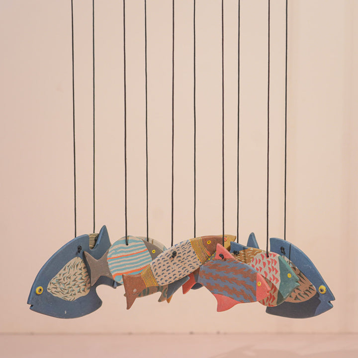 Handmade Nerikomi Ceramic Multicolour Fish Windchime