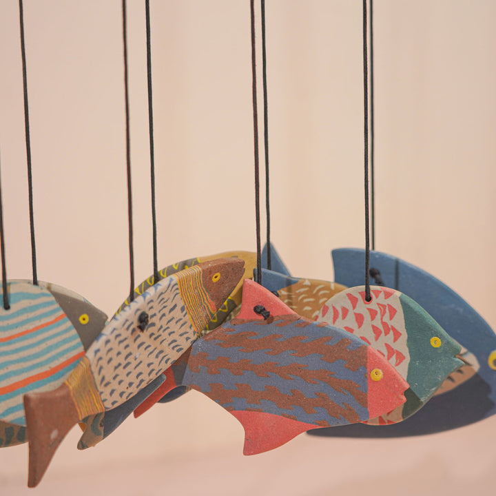 Handmade Nerikomi Ceramic Multicolour Fish Windchime