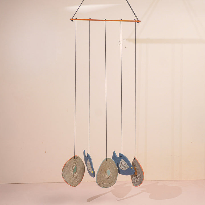 Handmade Nerikomi Ceramic Coastal Fish Windchime