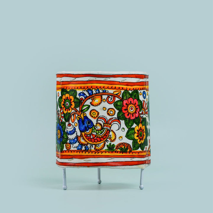 Hand Painted Tholu Bommalata Small Tabletop Lamp | 5 inches