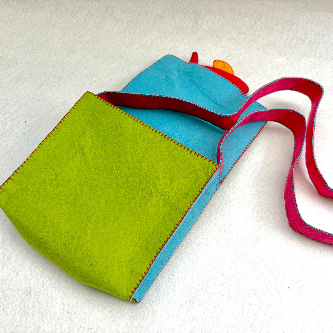 Handmade Leafy Green Fish Sling Bag for Kids | 3+