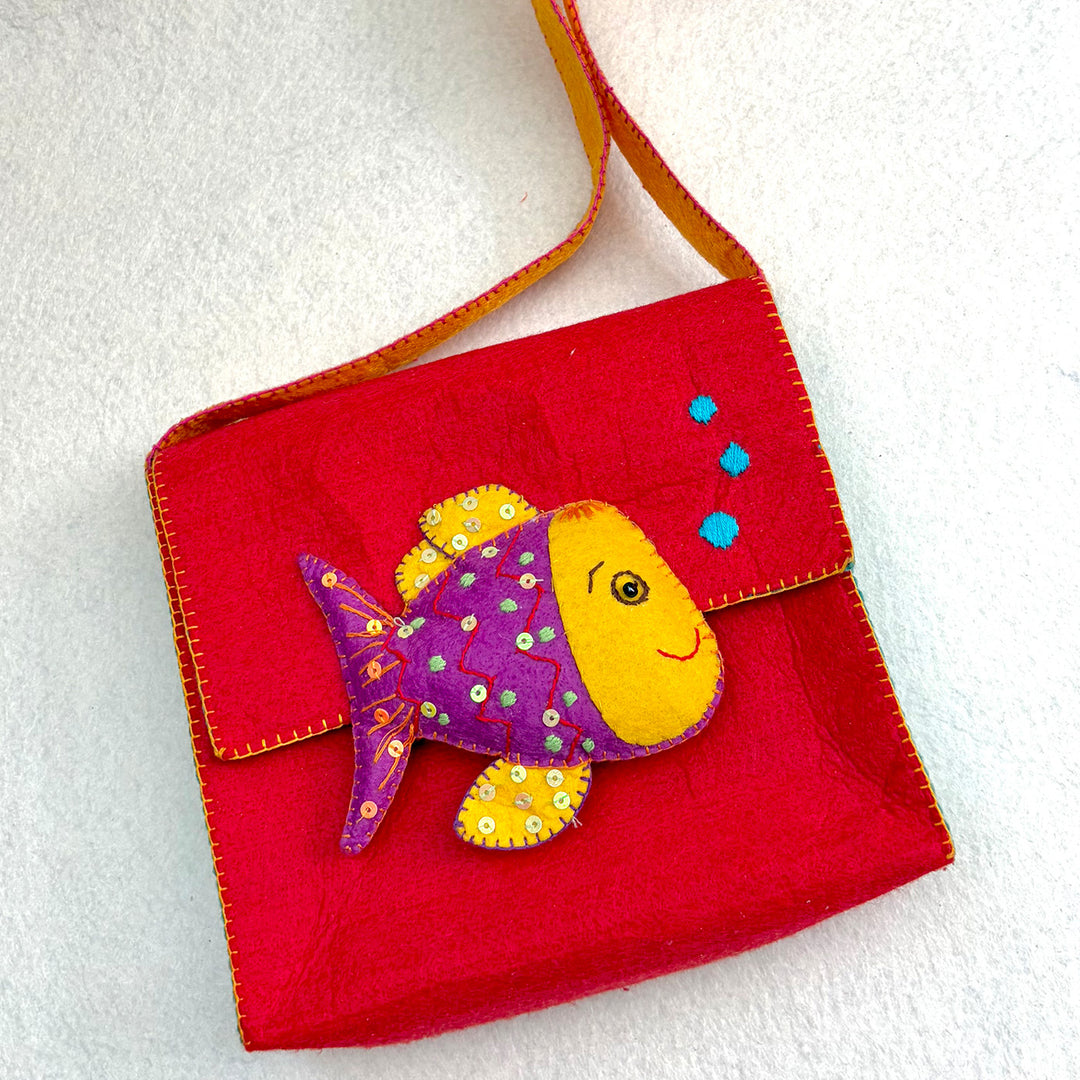 Handmade Red Fish Sling Bag for Kids | 3+