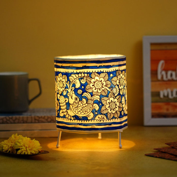 Hand Painted Tholu Bommalata Small Tabletop Lamp | 5 inches