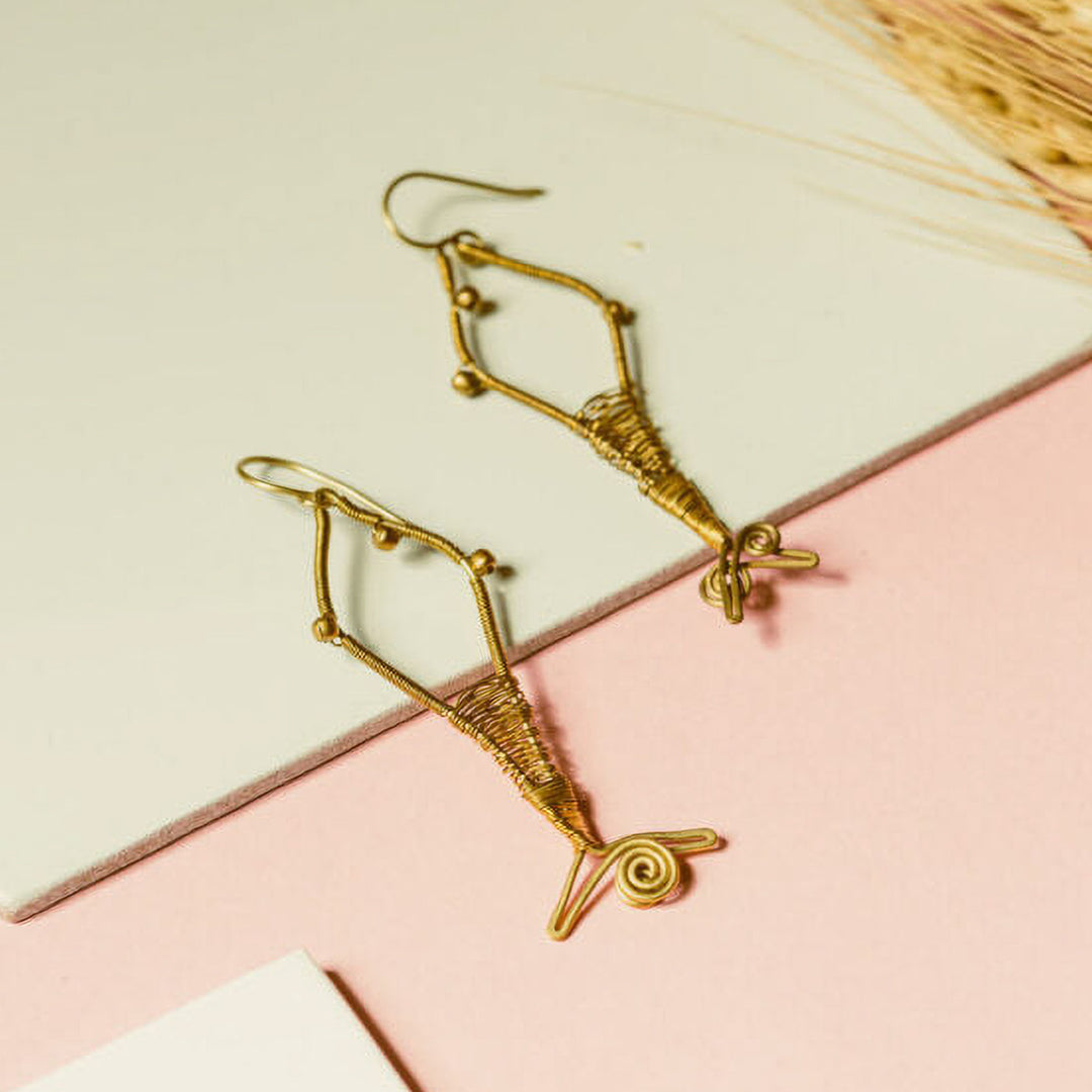 Handmade Fish Shaped Brass Earrings