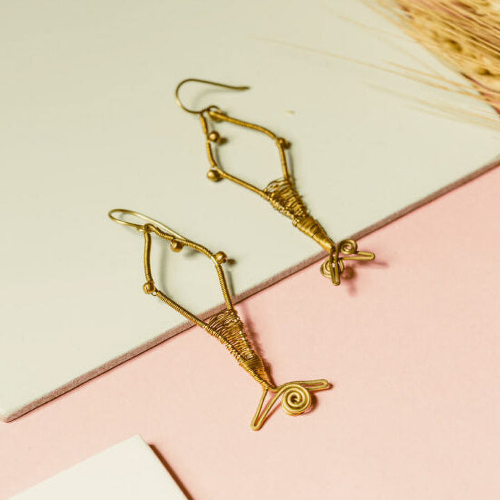 Handmade Fish Shaped Brass Earrings