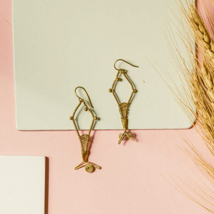 Handmade Fish Shaped Brass Earrings