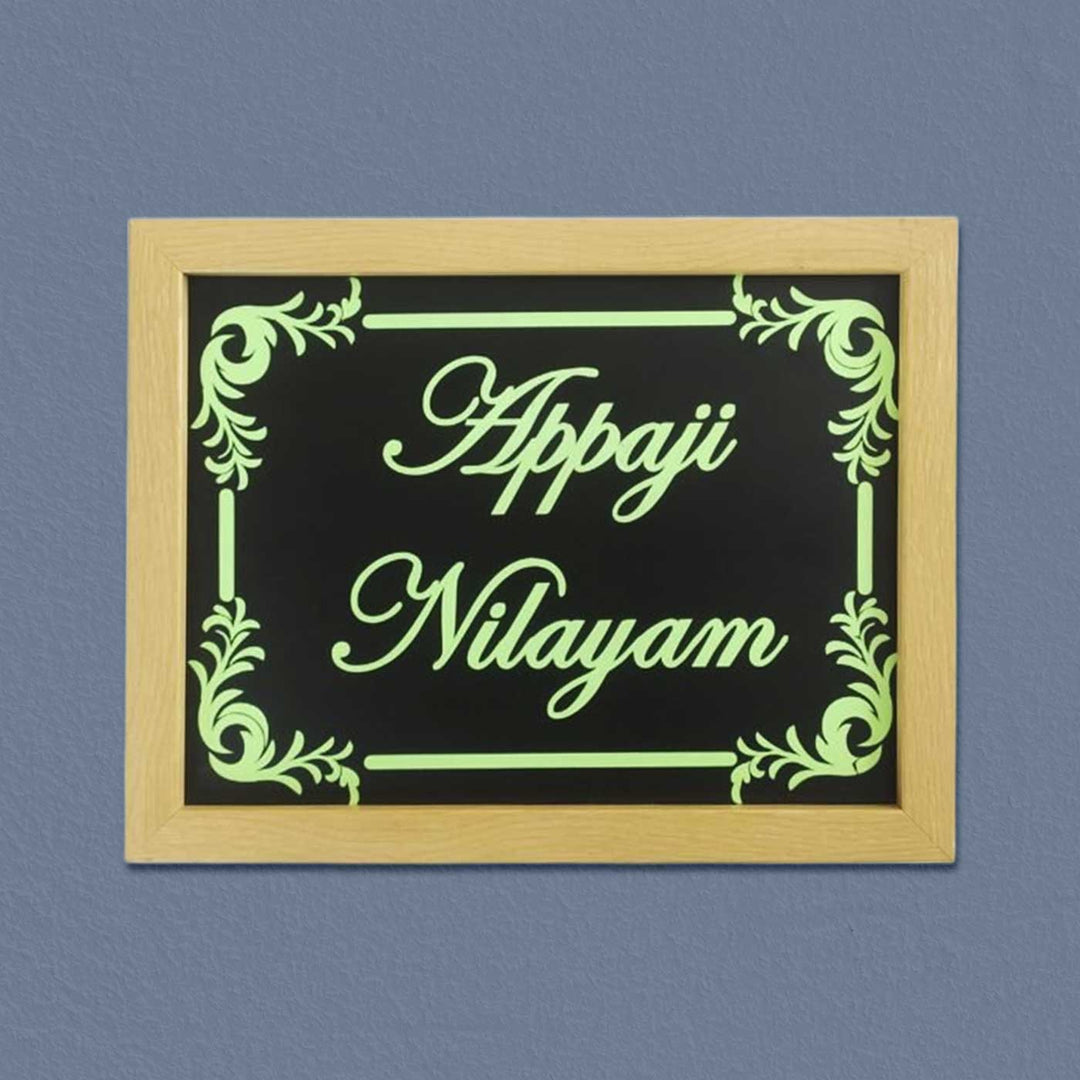 Personalized Floral Glow In Dark Mdf Wood Name Plate