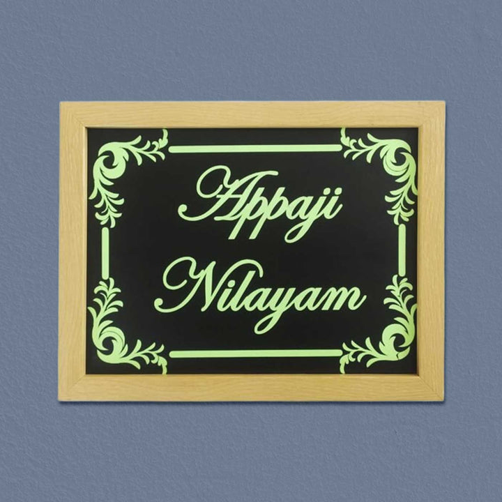 Personalized Floral Glow In Dark Mdf Wood Name Plate