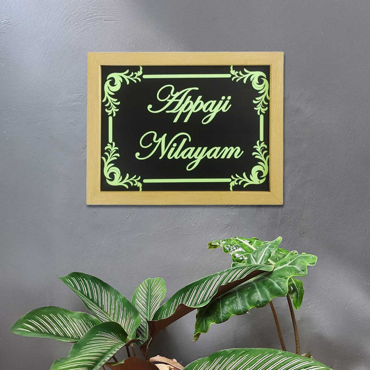 Personalized Floral Glow In Dark Mdf Wood Name Plate