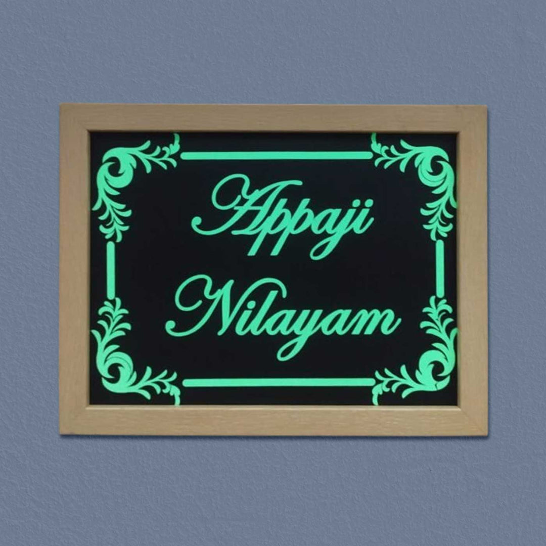 Personalized Floral Glow In Dark Mdf Wood Name Plate