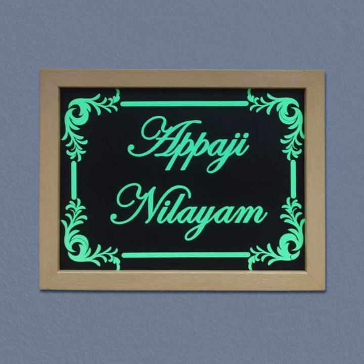 Personalized Floral Glow In Dark Mdf Wood Name Plate