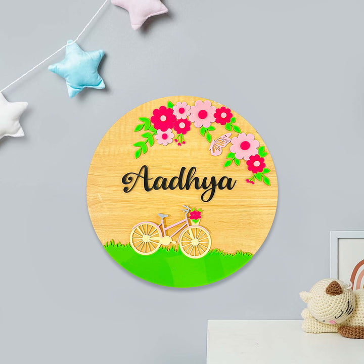 Personalized Floral Pedal Theme Acrylic Kids Name Plate