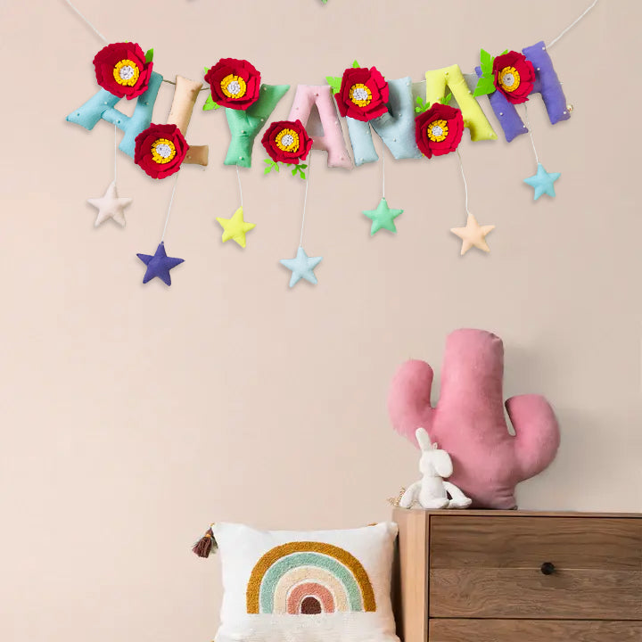 Handcrafted Personalized Floral Themed Bunting For Kids