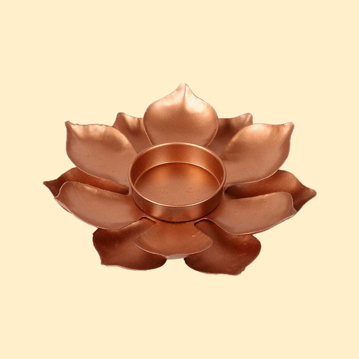 Handmade Copper Flower Iron Tealight Holder | Set of 4