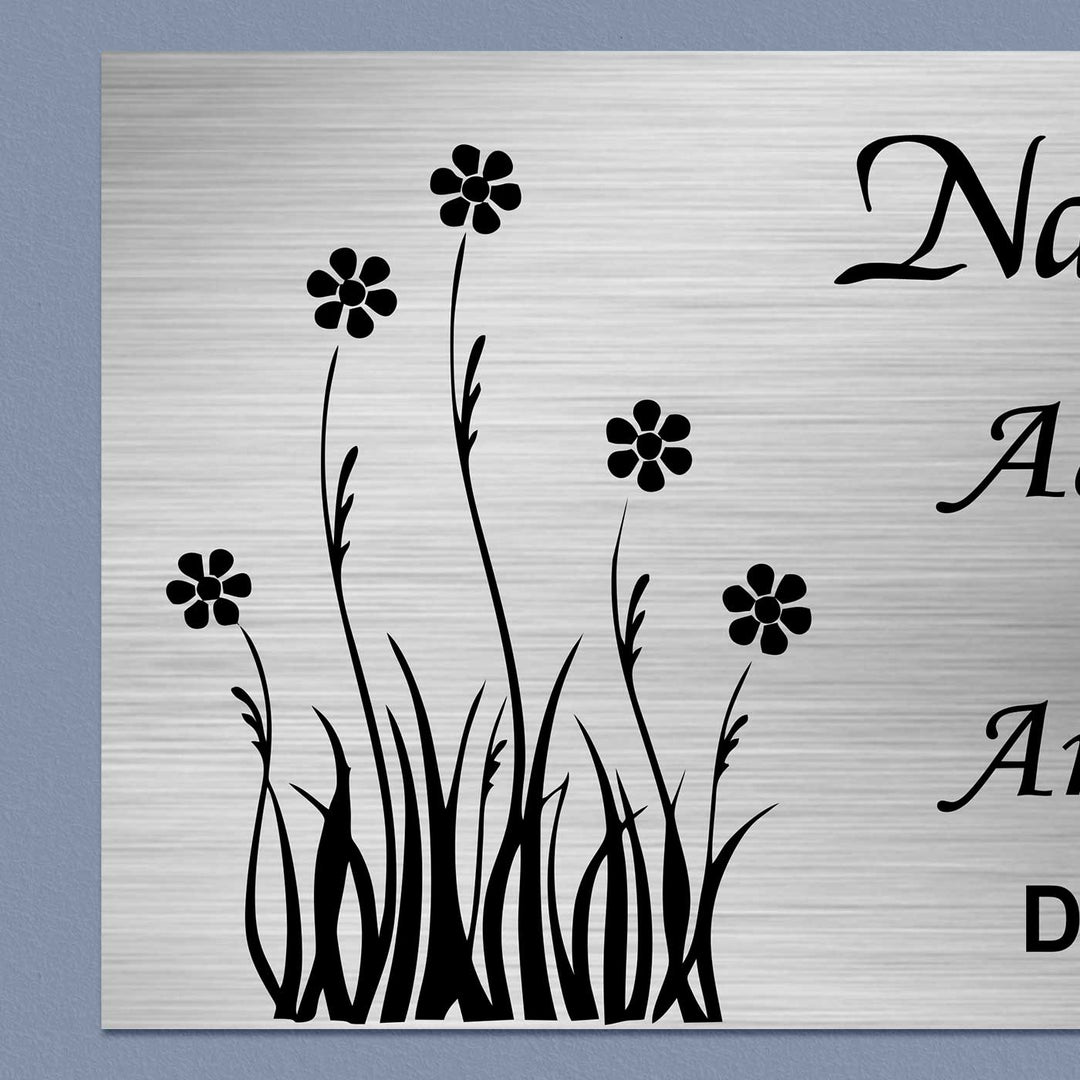 Personalized Floral Theme Stainless Steel Name Plate