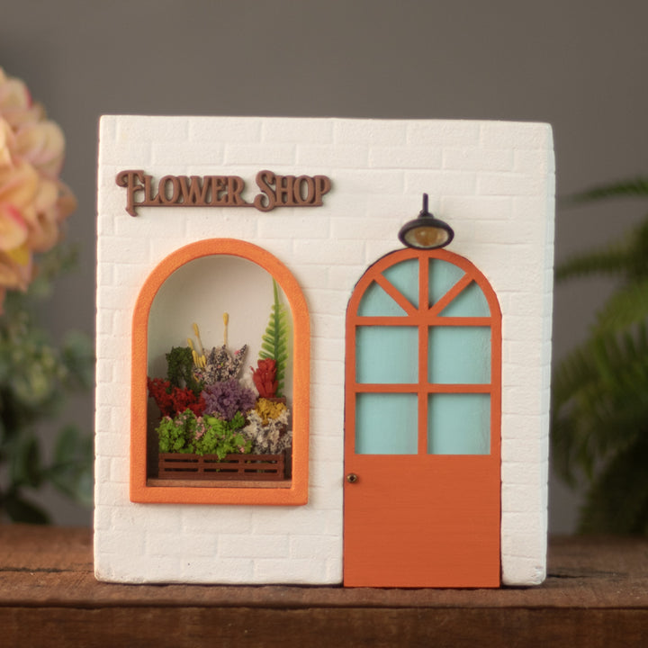 Handmade Personalized Flower Shop Themed White & Orange Concrete Planter With Drainage Hole For Home Decor