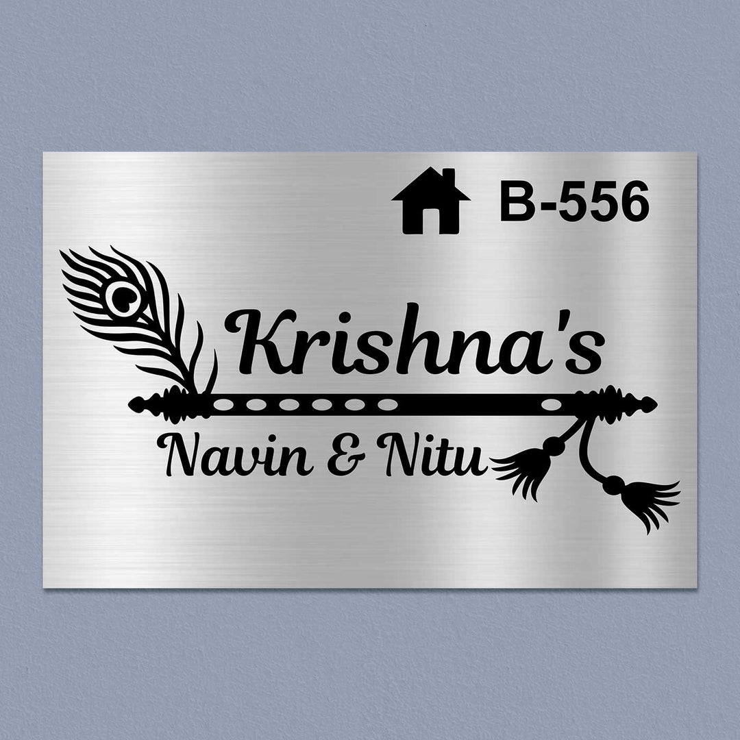 Personalized Flute Theme Stainless Steel Name Plate