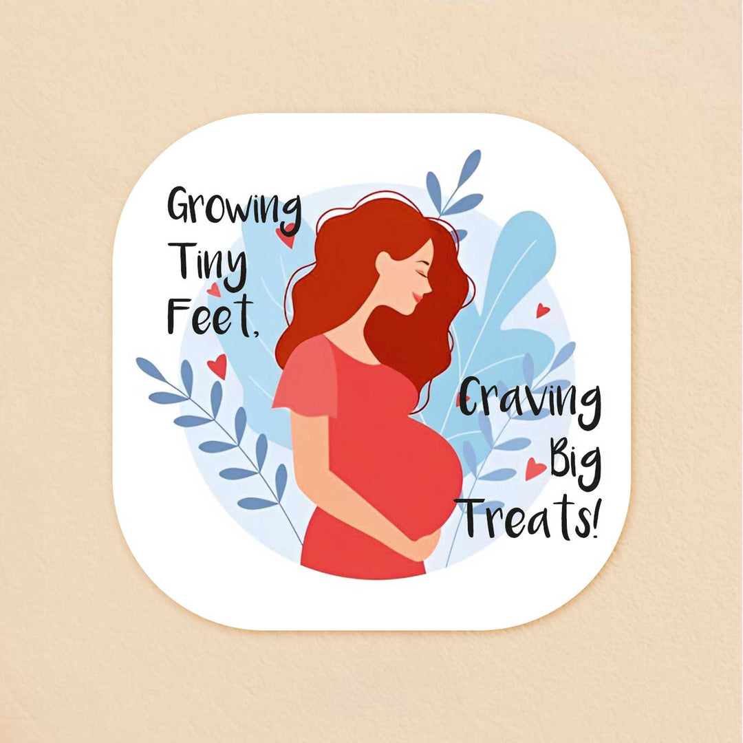 Hand-Painted Tiny Feet Theme MDF Wood Fridge Magnet For Mom To Be