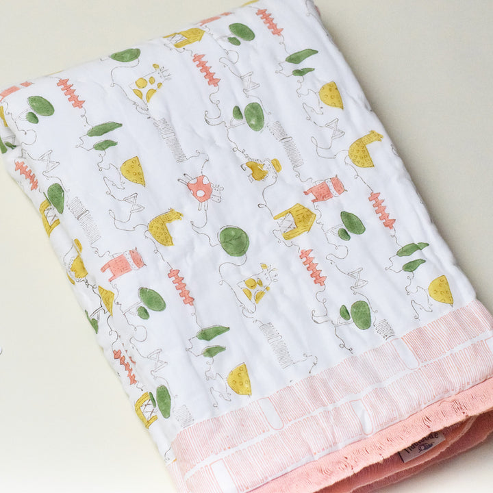 Hand Block Printed Farm Friends Quilt/Comforter