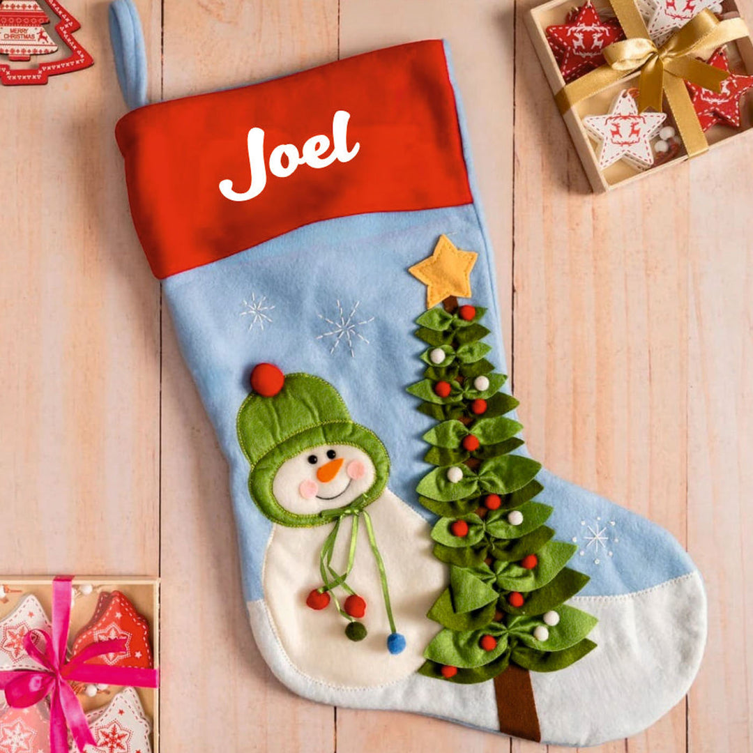 Personalized Handmade Snowman Frost And Fir Stocking