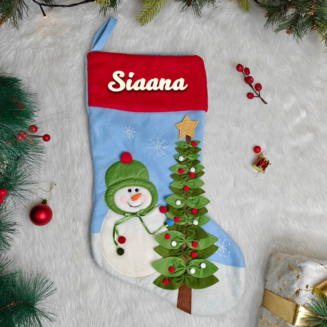 Personalized Handmade Snowman Frost And Fir Stocking
