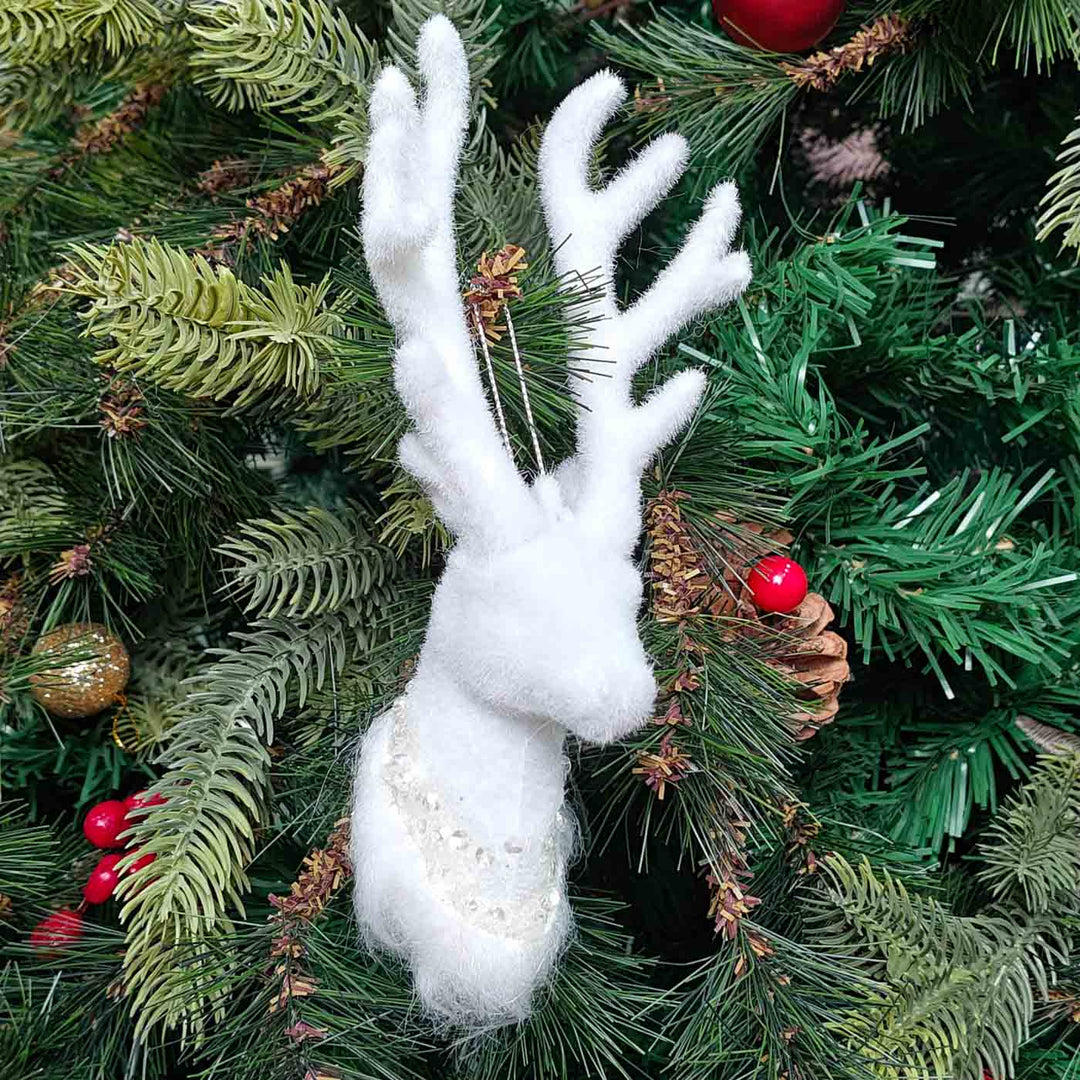 Handmade Frosted Reindeer Plush Ornament