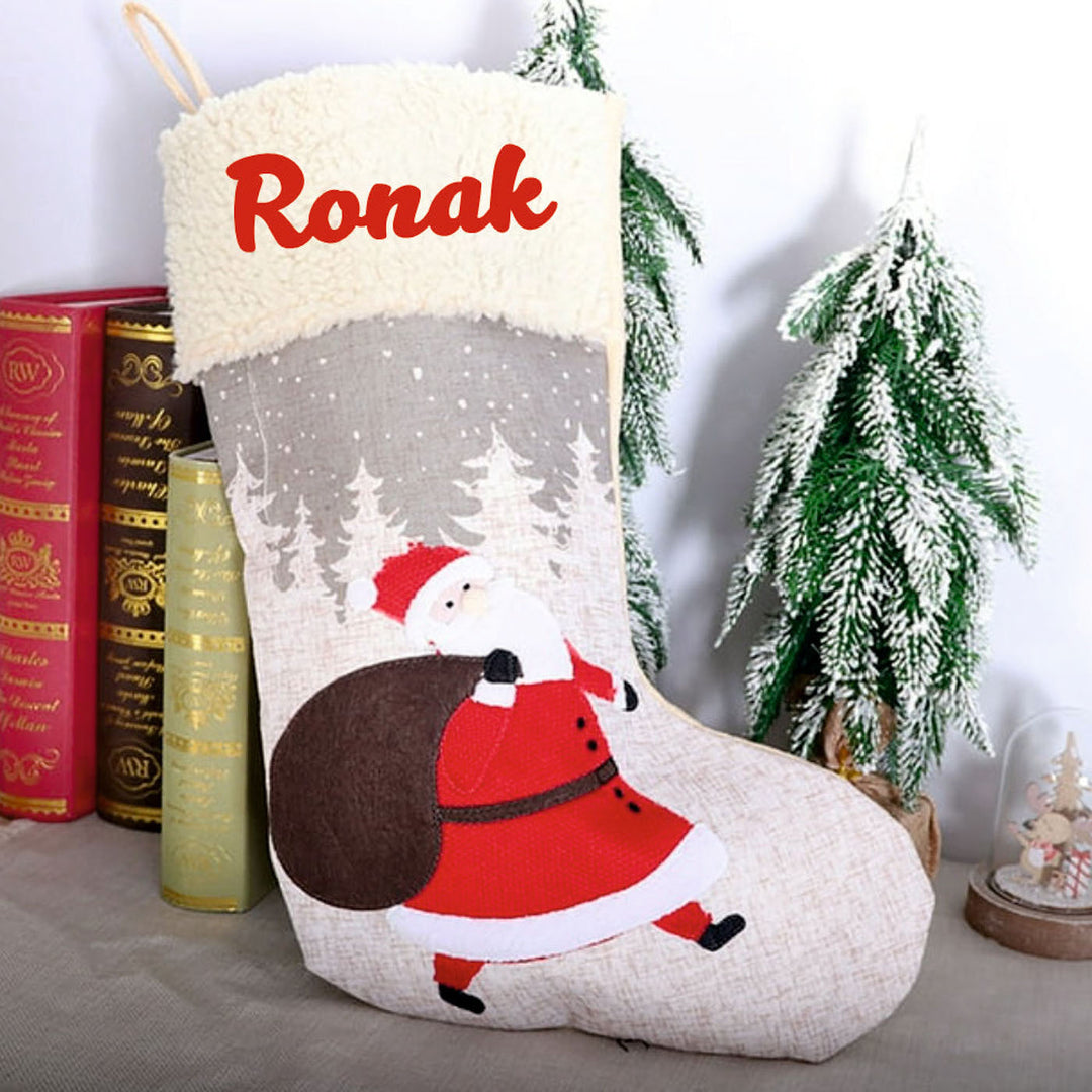 Personalized Handmade Frosty Forest Santa Stocking