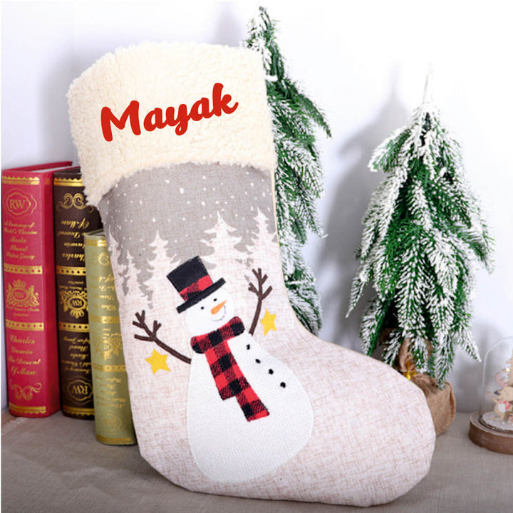 Personalized Handmade Frosty Forest Snowman Stocking