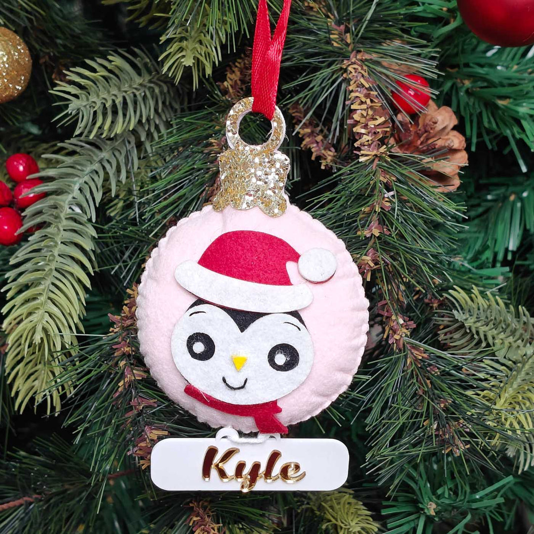 Personalized Handmade Frosty Penguin Felt Ornament
