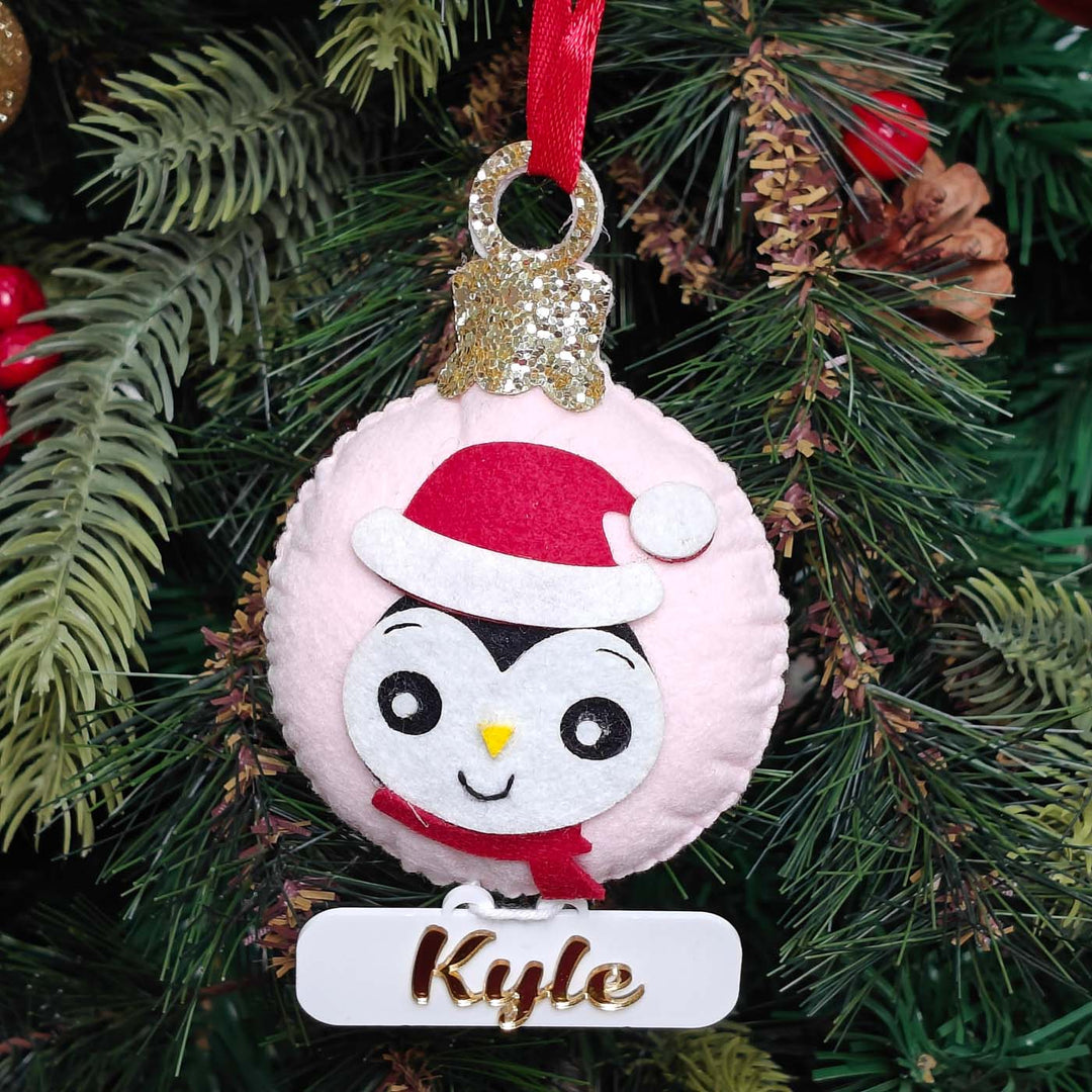 Personalized Handmade Frosty Penguin Felt Ornament