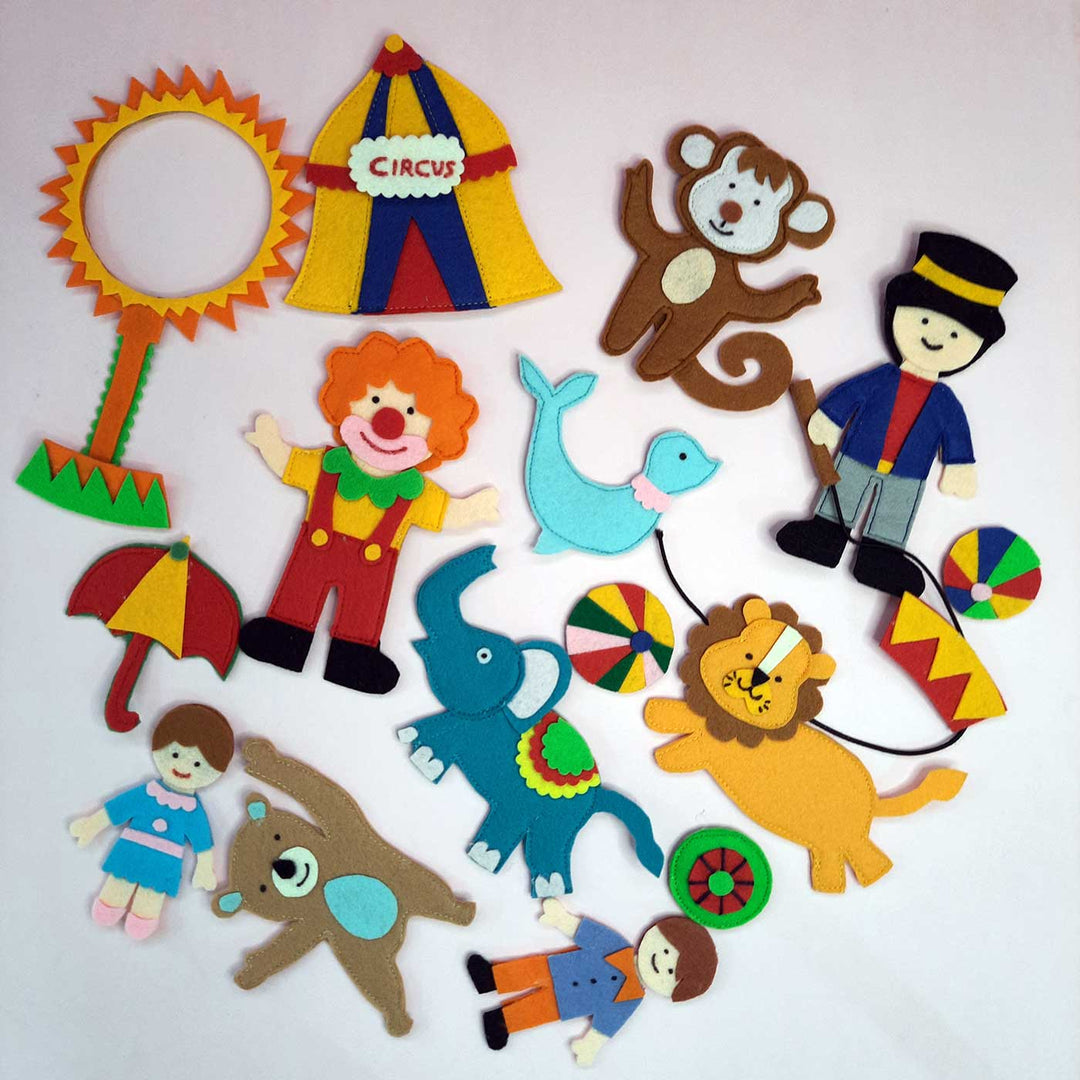 Handcrafted Felt Circus Themed Story Board Playset For Kids