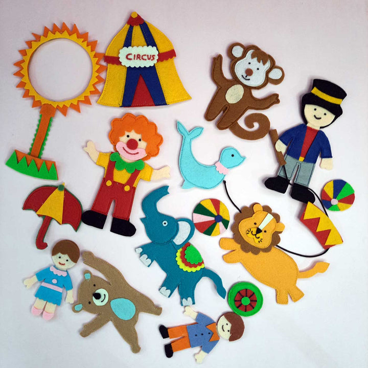 Handcrafted Felt Circus Themed Story Board Playset For Kids