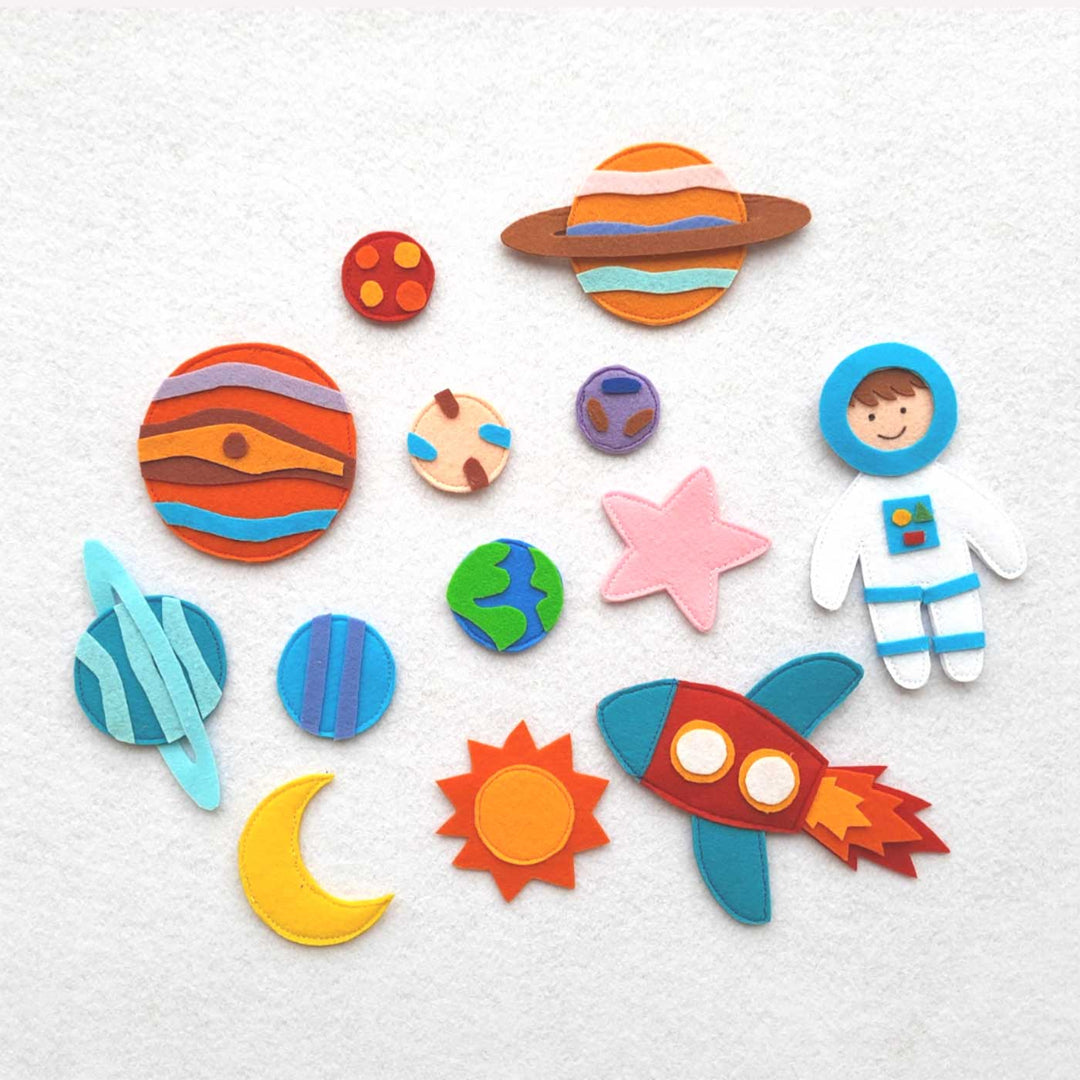 Handcrafted Solar System Playmat With Toys