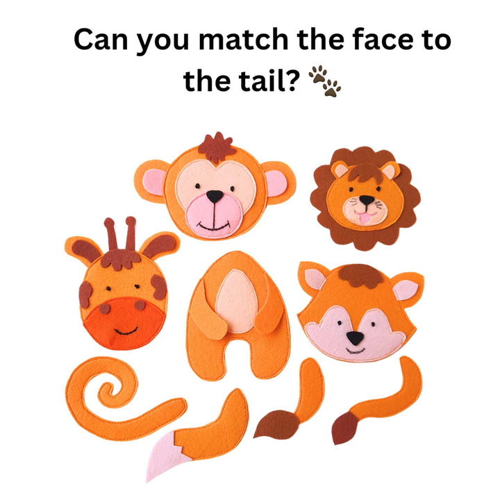 Handcrafted Felt Match The Animal Face Game For Kids