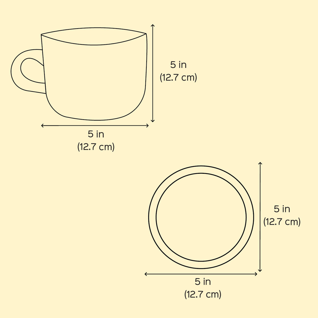 Hand-Painted Lime Lush Glass Tea Cups With Saucers